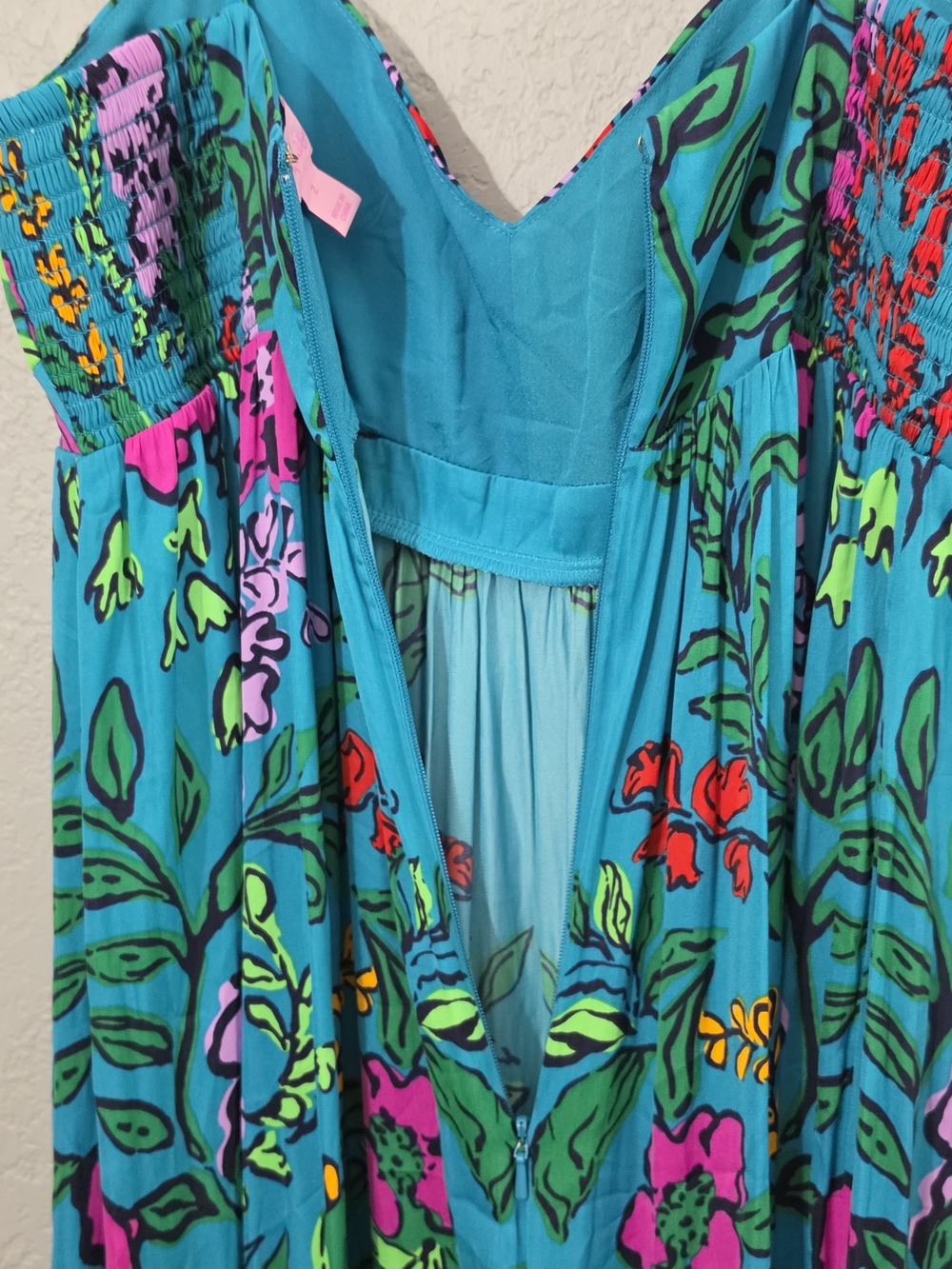 Lilly Pulitzer Joanna Maxi Dress Turquoise "Shake Your Tail Feathers" Womens 2 - Picture 12 of 15